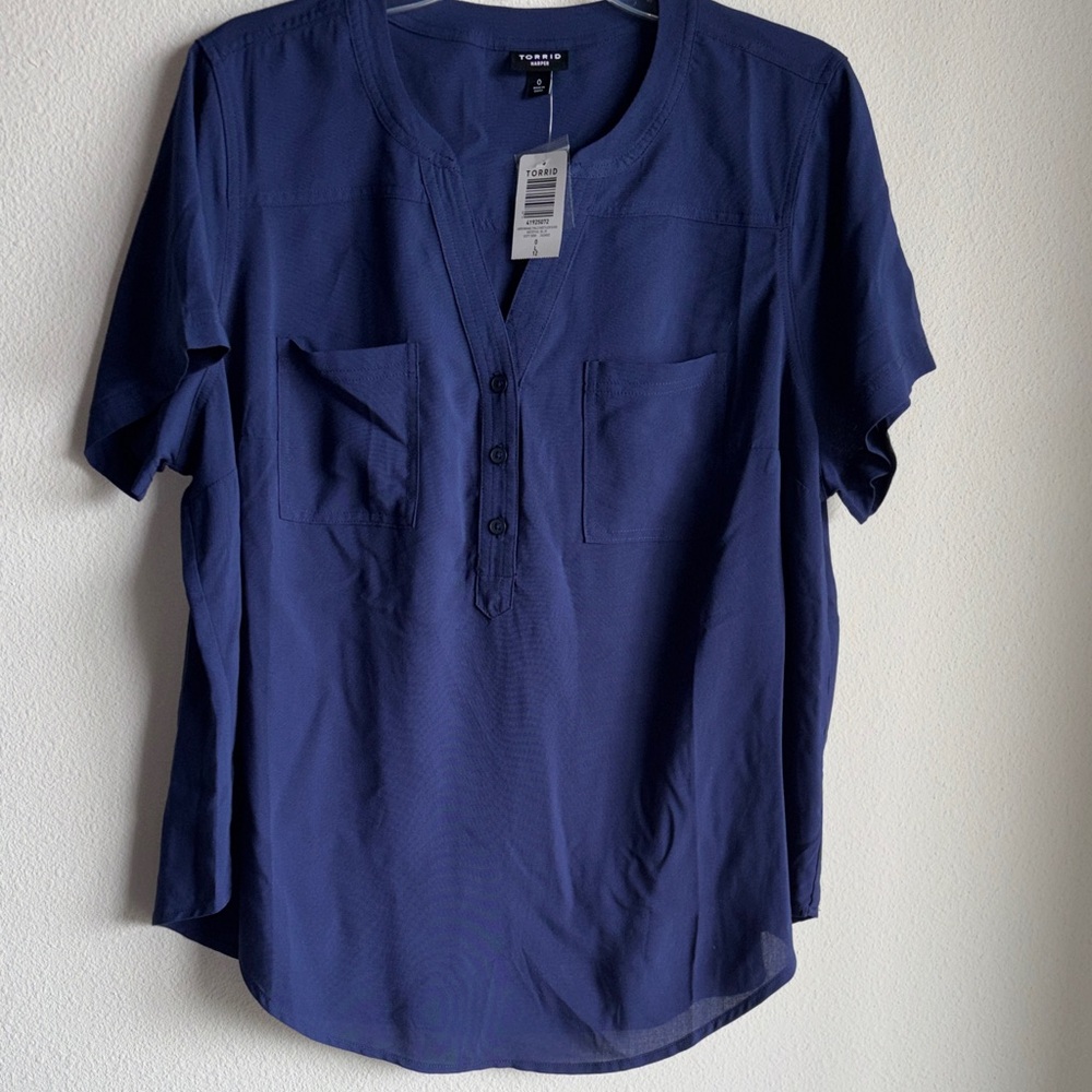 Torrid Blue Short Sleeve Blouse Size 12